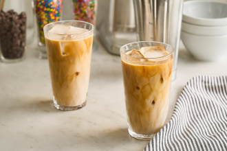 Ice Coffee Served in Large Diamond Tumblers