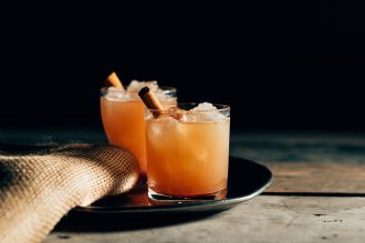 Whisky Tumblers with Cocktails on a Bar Tray
