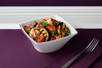 Medium Square Display Bowl with Aubergine Salad