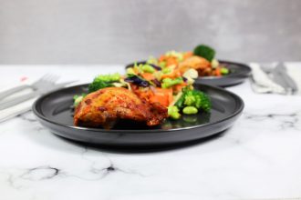 Gourmet Dinner on Odyssey Black Walled Plate