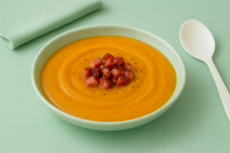 Green Speckle Walled Bowl with Soup