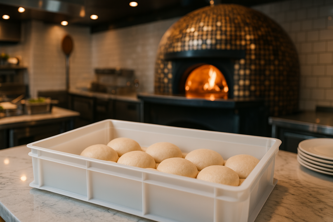 Dough Container with  Proofing Pizza Dough Balls 